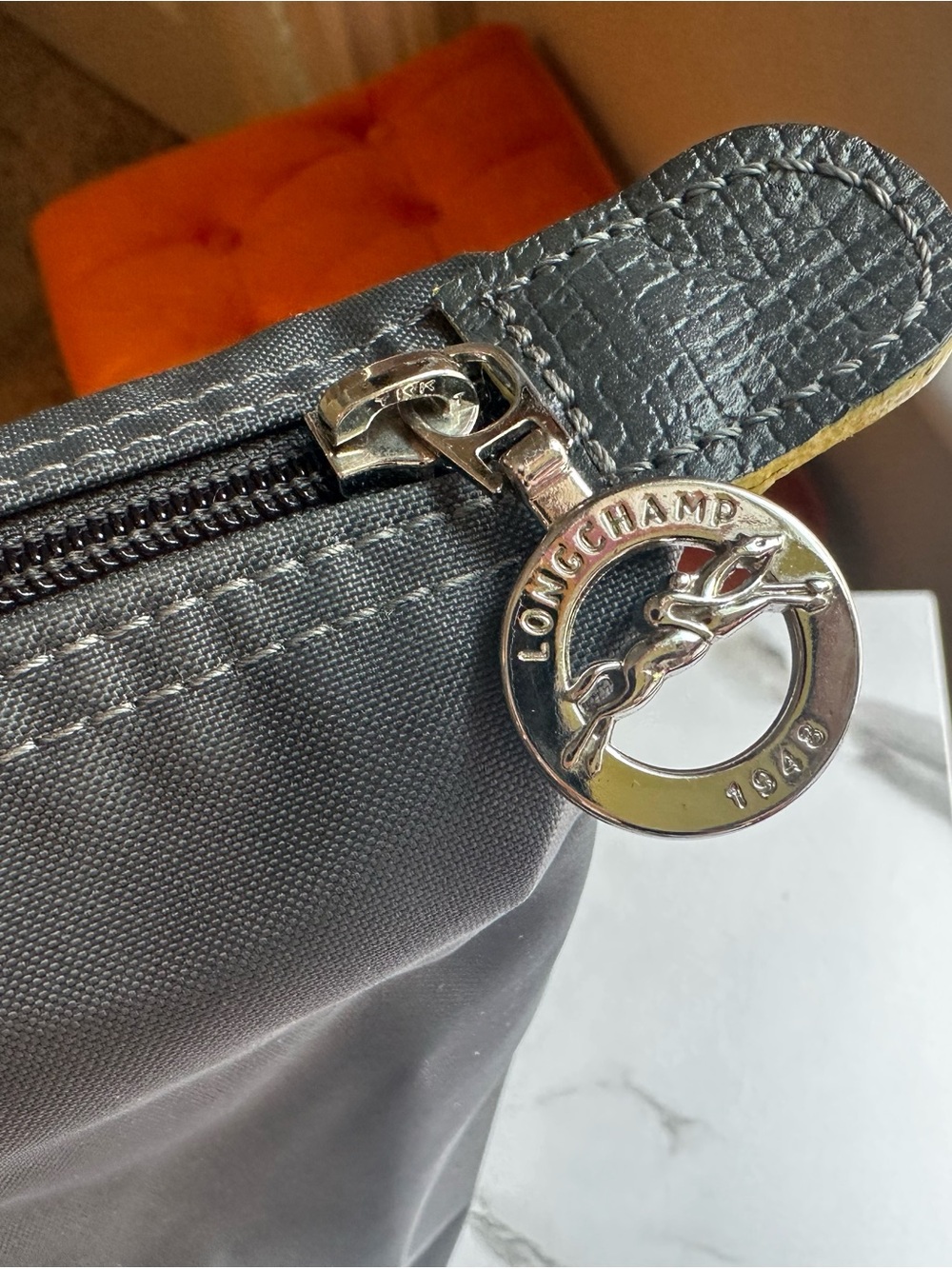 Longchamp Medium Tote Blue with Gold Pony Logo - Picture 10 of 16